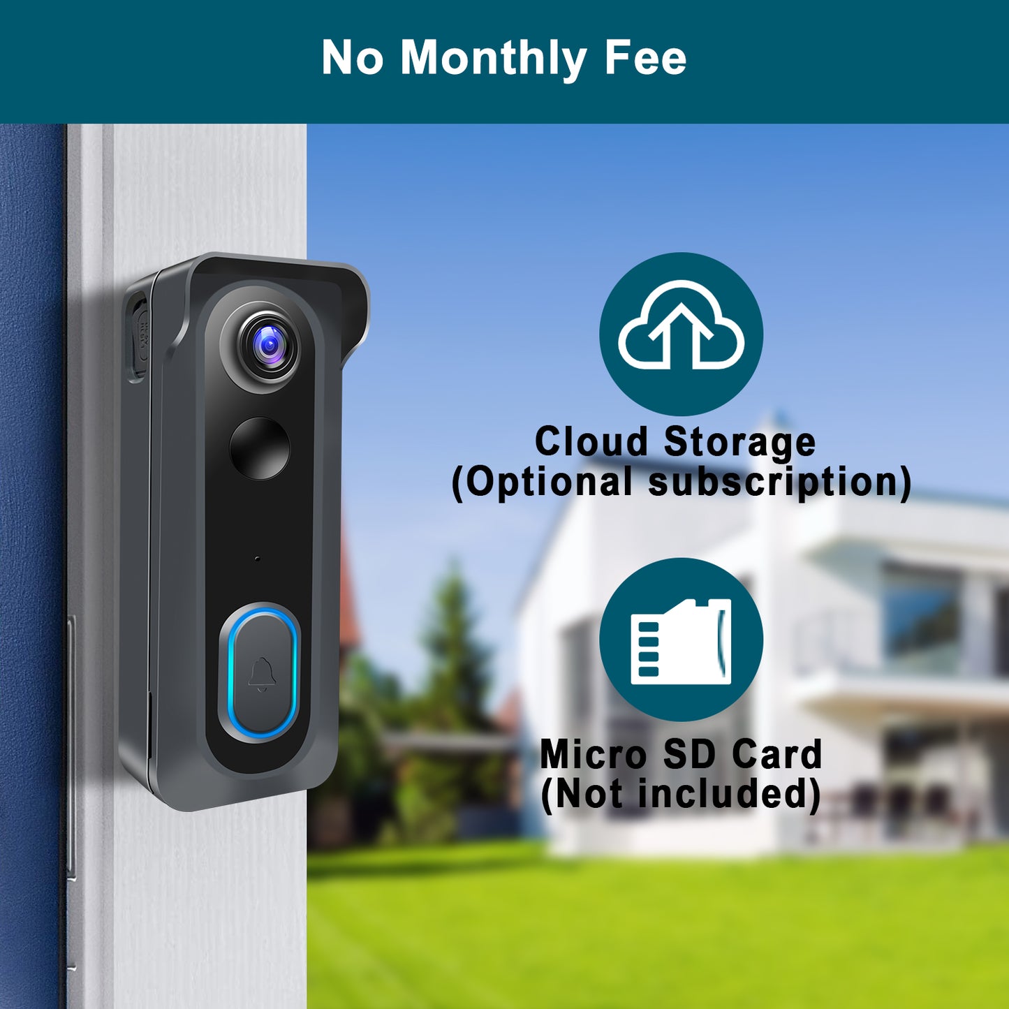 KAMEP Wireless Video Doorbell Camera with Chime, WiFi Door Bells Cameras with Voice Changer, PIR Motion Detection,1080P HD, Night Vision, Two-Way Audio, Battery Powered, 2.4G WiFi, IP66, Works with Alexa