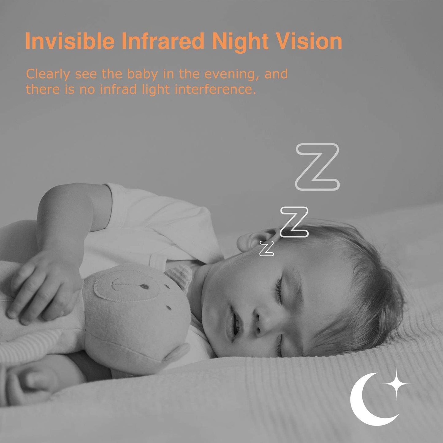 KAMEP Video Baby Monitor with Camera,Baby Camera with No Glow Infrared Night Vision,Support Temperature Monitor,Two-Way Talk,Lullaby,Remote Zoom Video Monitor System