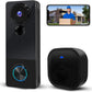 Wireless Video Doorbell Camera with Chime, 1080P HD Smart Door Bells Camera with Voice Changer, PIR Motion Detection, Night Vision, 2-Way Audio, IP66, 2.4G WiFi, Battery Powered,Works with Alexa