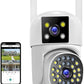 Dual Lens Security Camera Outdoor, CCTV Camera Systems with Color Night Vision, 2.4G WiFi Wireless PTZ Home Security Camera , Motion Detection,Auto Tracking, Siren Light, Pan Tilt,Two-way Audio