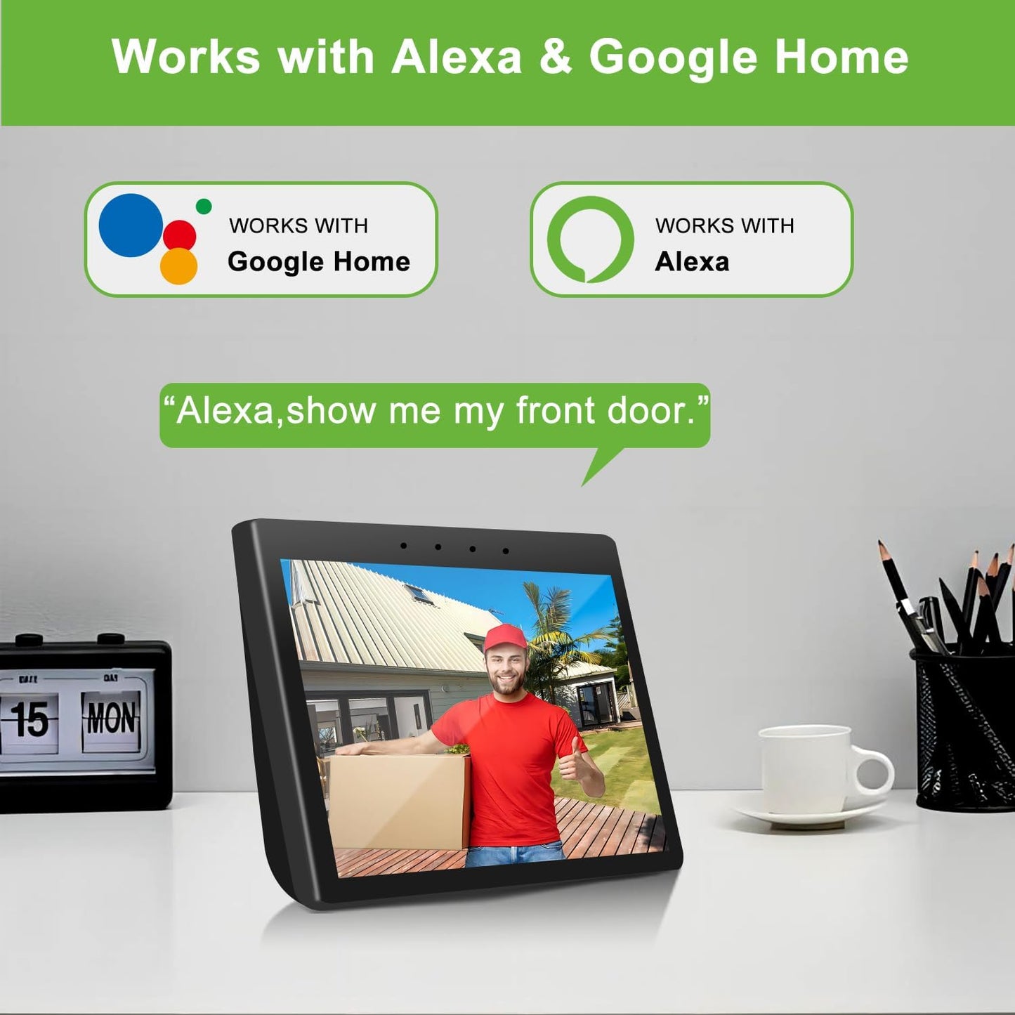 Video Doorbell Camera Wireless with Chime, with Multi-angle Bracket, Voice Changer, No Subscription,Motion Detection,1080P, Night Vision, 2-Way Audio, Battery Powered, IP66, 2.4G, Works with Alexa