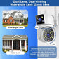 Dual Lens Security Camera Outdoor, CCTV Camera Systems with Color Night Vision, 2.4G WiFi Wireless PTZ Home Security Camera , Motion Detection,Auto Tracking, Siren Light, Pan Tilt,Two-way Audio