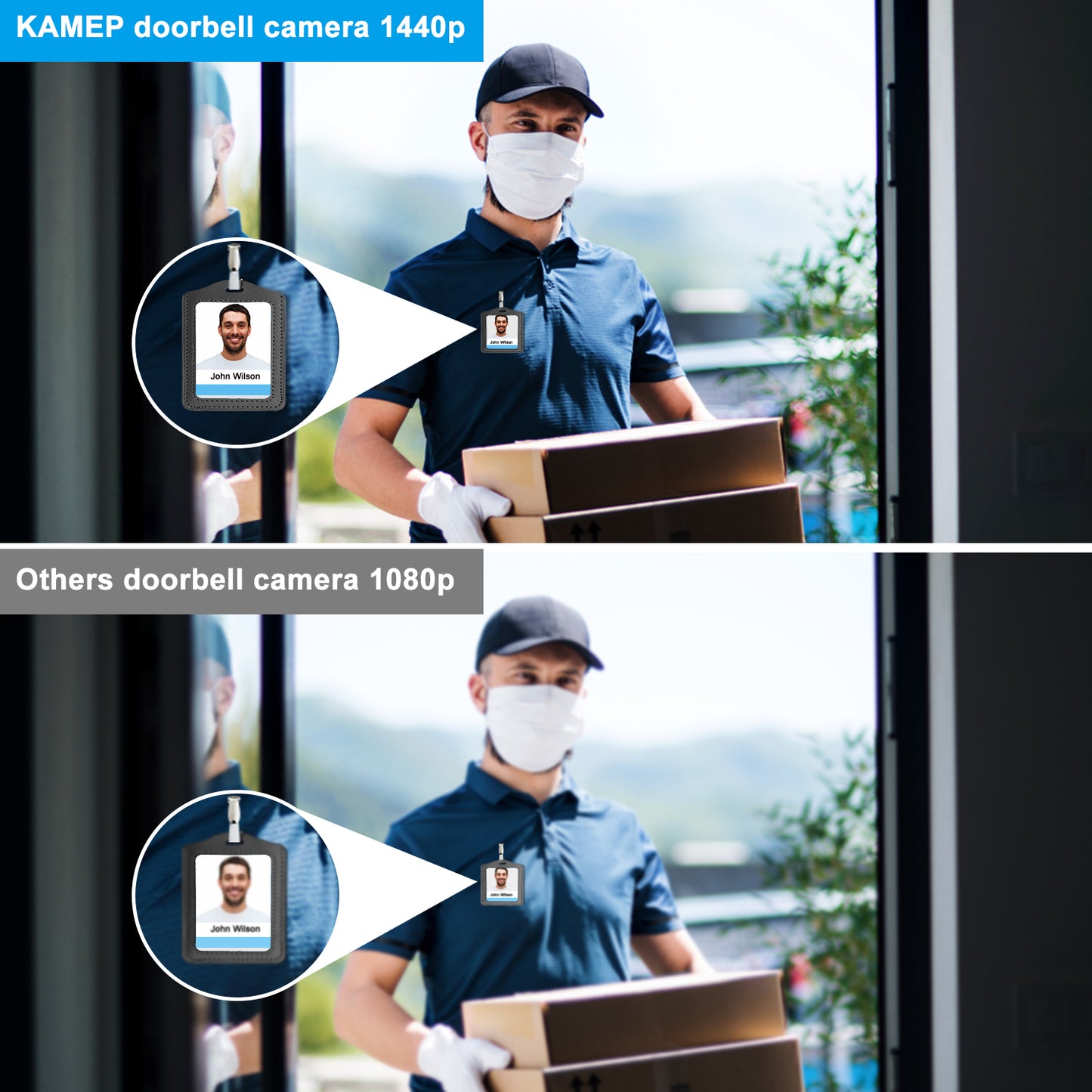 KAMEP Wireless Video Doorbell, Battery-Powered Doorbell Camera, 2K FHD Resolution, PIR Motion Detection, IR Night Vision, 120-Day Battery Life, 2-Way Audio, Cloud Storage and 8GB SD Card Pre-installed